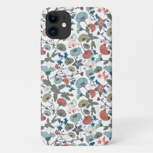 Capa Para iPhone 11 Padrão Verde Azul Cor-de-Rosa Floral