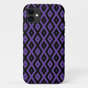 Capa Para iPhone 11 Padrão violeta e diamante preto