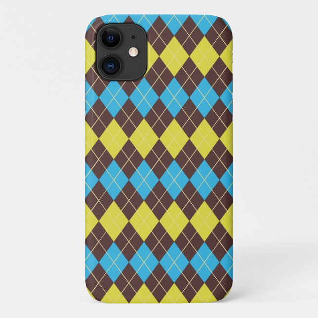 Capa Para iPhone 11 Padrão Xadrez Escocês dos Anos 70 (Verso)