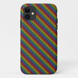 Capa Para iPhone 11 Padrão Zigue-Zague Arco-Íris