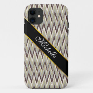 Capa Para iPhone 11 Padrão ZigZag do Café e Sage