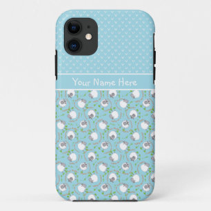 Capa Para iPhone 11 Padrões azuis dos carneiros do divertimento da