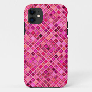 Capa Para iPhone 11 Padrões de Azulejo Mosaico 'Watery' Rosa Escuro
