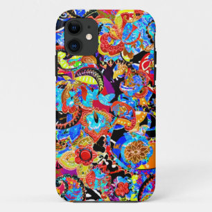 Capa Para iPhone 11 Padrões de flores artísticos coloridos bonitos