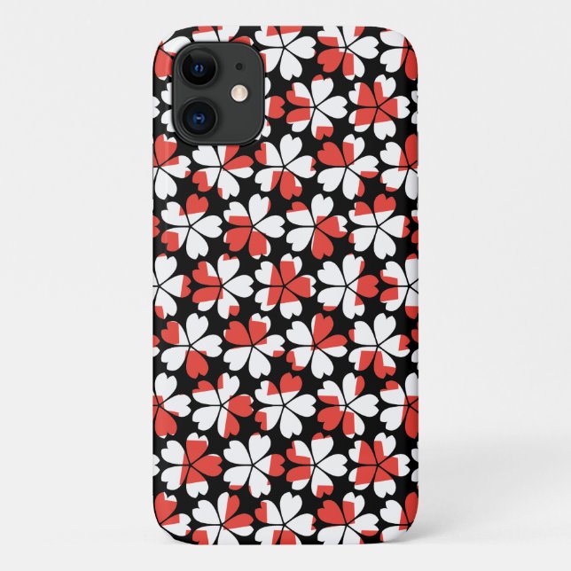 Capa Para iPhone 11 Padrões de flores brancas vermelhas fofas (Verso)