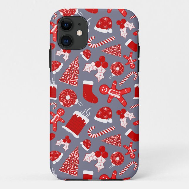Capa Para iPhone 11 Padrões de Natal para Ilustrações Festivas Bons (Verso)
