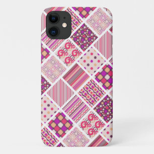 Capa Para iPhone 11 Padrões de quadrados decorativos rosa fofo
