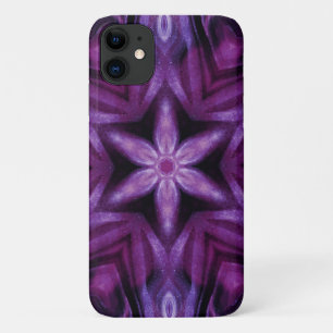 Capa Para iPhone 11 Padrões do Coração e Flor Roxo