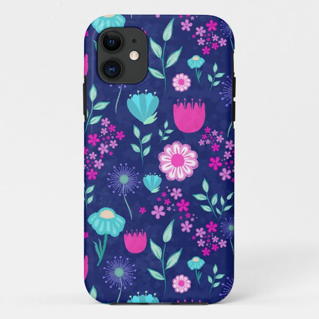 Capa Para iPhone 11 Padrões florais bonitos (Verso)
