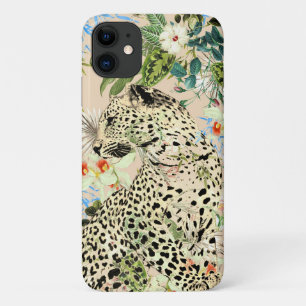 Capa Para iPhone 11 Padrões florais de impressão digital de leopardo t