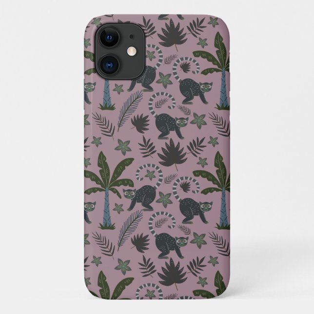 Capa Para iPhone 11 Padrões sem costura Macacos tropicais saltando (Verso)