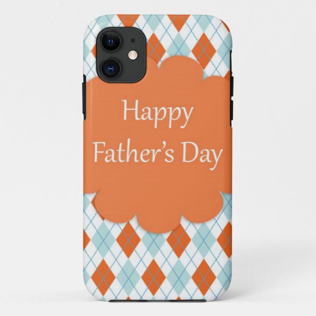 Capa Para iPhone 11 Pai Padrão Laranja Argyle Elegante (Verso)