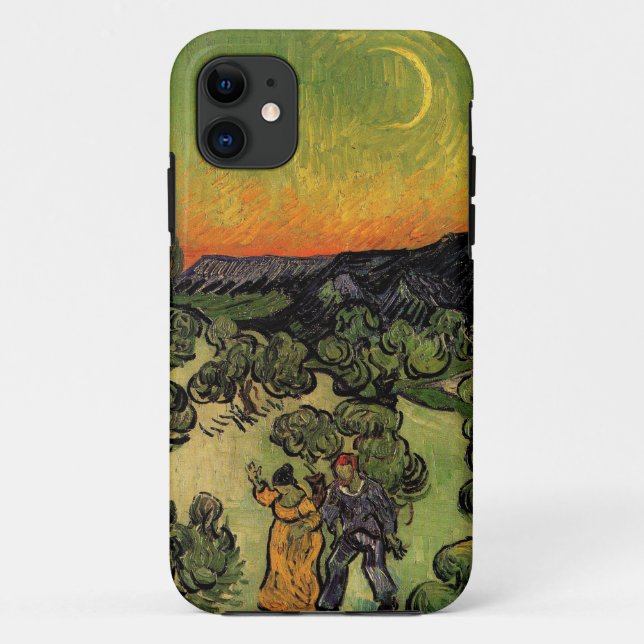 Capa Para iPhone 11 Paisagem ao Luar de Vincent Van Gogh (Verso)