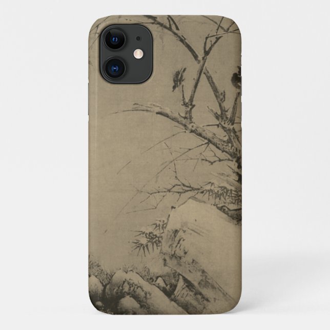 Capa Para iPhone 11 Paisagem chinesa com rochas e árvores (Verso)