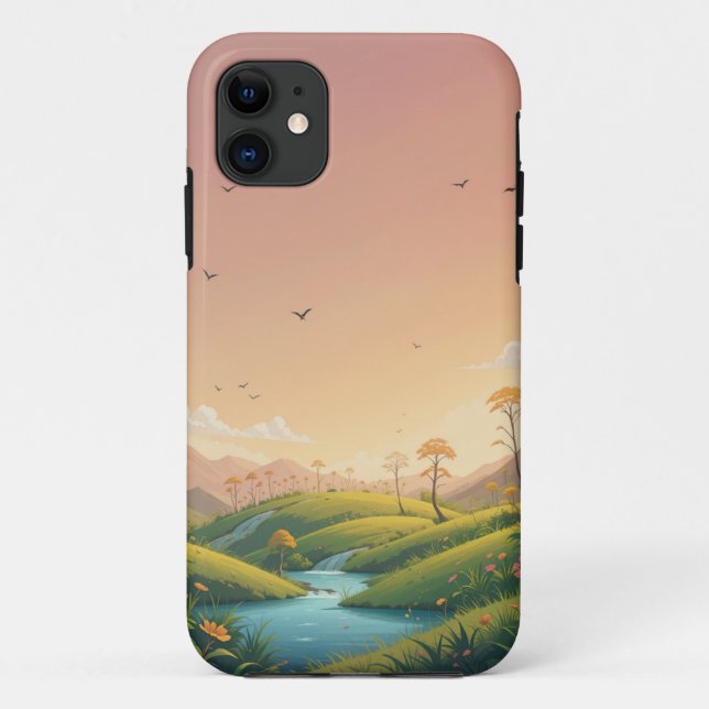 Capa Para iPhone 11 Paisagem da Natureza Sunset (Verso)
