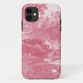 Capa Para iPhone 11 Paisagem de Cor-de-rosa Toile de Jouy Gasto Counry
