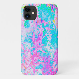 Capa Para iPhone 11 Paisagem de Hortênsias Azul Água e Rosa Quente