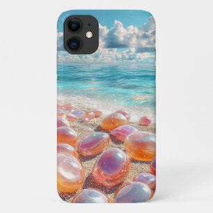Capa Para iPhone 11 Paisagem de Pebble Beach Oceano Calmo Pedras Natur