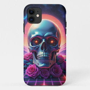 Capa Para iPhone 11 Paisagem retrorfuturista estilo dos anos 80. wi ro