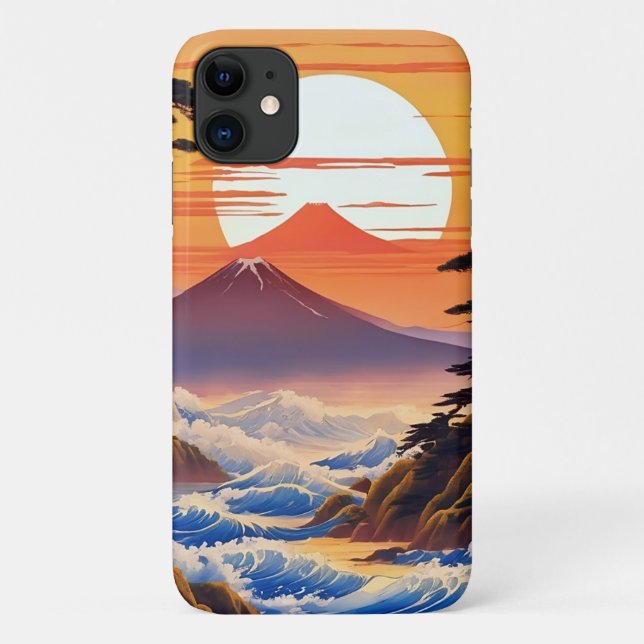 Capa Para iPhone 11 Paisagem Sunrise Japonesa (Verso)