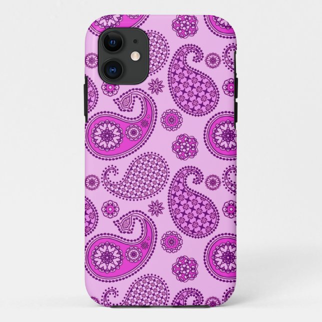 Capa Para iPhone 11 Paisley, orquídea e ametista roxo (Verso)