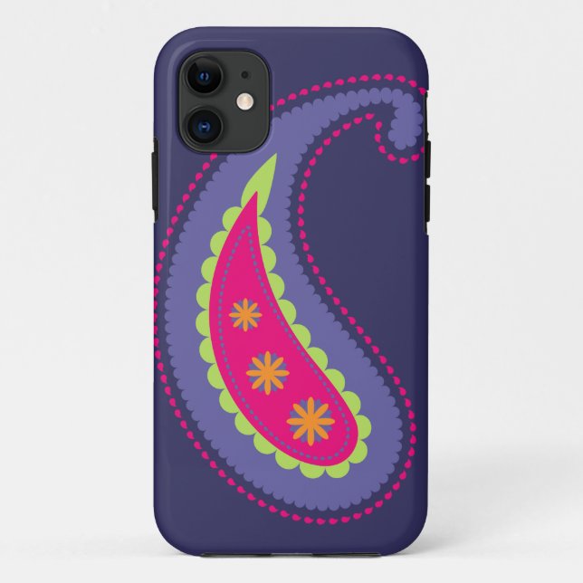 Capa Para iPhone 11 Paisley roxo e rosa (Verso)