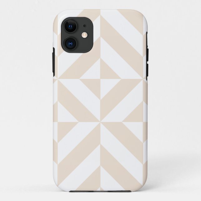 Capa Para iPhone 11 Pale Beige Geométrico Deco Cube Padrão (Verso)