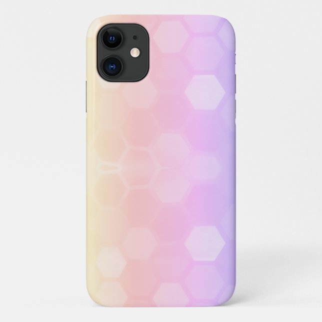 Capa Para iPhone 11 Pale Pastel Rosa Célula de Honeybee iPhone 11 Caso (Verso)