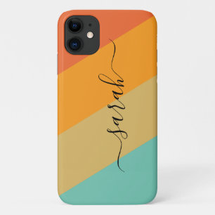 Capa Para iPhone 11 Paleta de Cores Retro Vintage Nome Personalizado