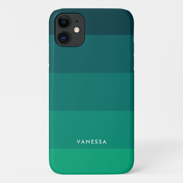 Capa Para iPhone 11 Paleta de listras verdes (Verso)