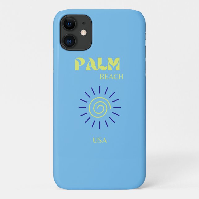Capa Para iPhone 11 Palm Beach, Viagem Art, Florida, Preppy, Blue (Verso)