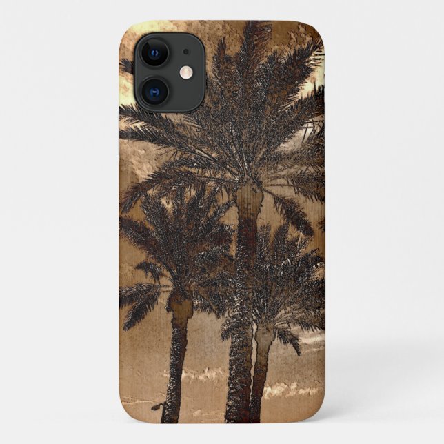 Capa Para iPhone 11 Palm Trees Altas Sepia (Verso)