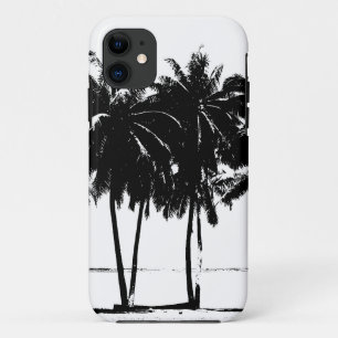 Capa Para iPhone 11 Palmeiras brancas pretas Silhouette