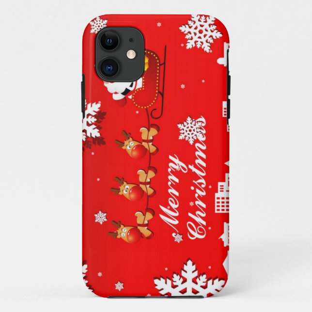 Capa Para iPhone 11 Papai noel e Natal da rena (Verso)