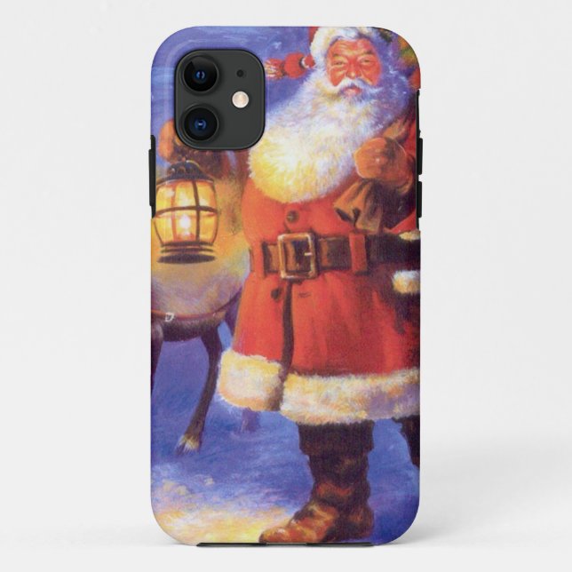 Capa Para iPhone 11 Papai Noel e sua rena (Verso)
