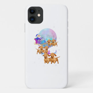 Capa Para iPhone 11 Papais noeis de Dachshund Reindeed de Natal Mãe