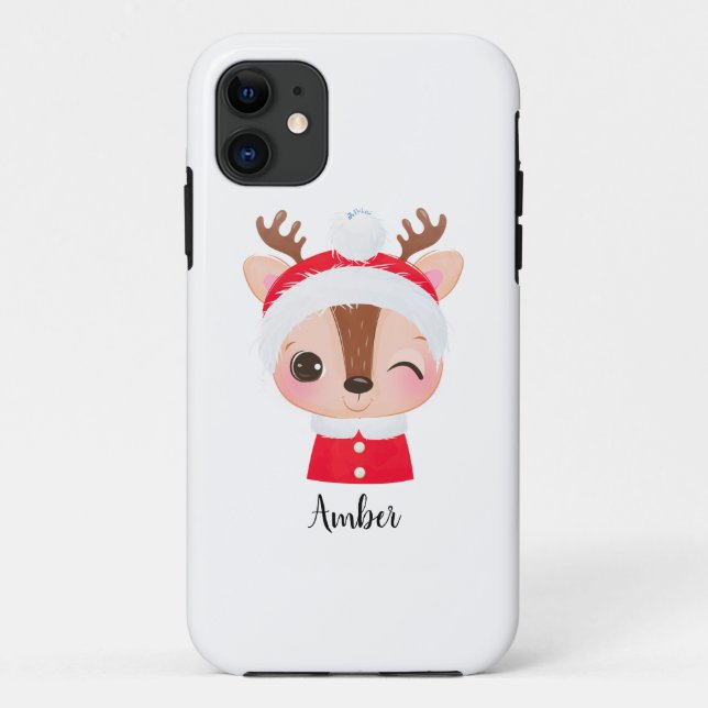 Capa Para iPhone 11 Papais noeis de Natal bonitos Cabeça de Rebelde (Verso)
