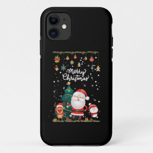 Capa Para iPhone 11 Papais noeis engraçados, Snowman, Reindeer Feliz 