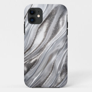 Capa Para iPhone 11 Papel brilhante prata branco de luxo - Mala brilha