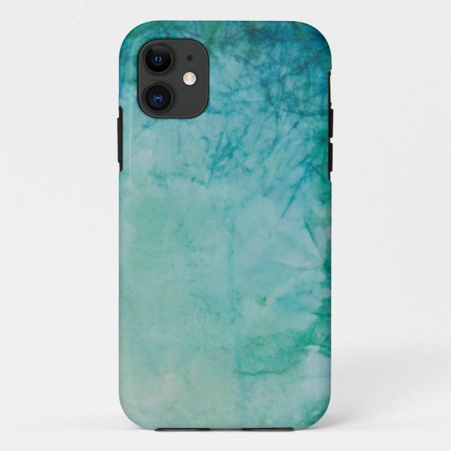 Capa Para iPhone 11 Papel com abstrato azul, verde, e preto da pintura (Verso)