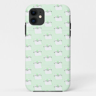 Capa Para iPhone 11 Papel de parede de gato verde-claro