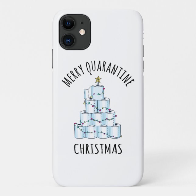 Capa Para iPhone 11 Papel higiênico da árvore de Natal da quarentena d (Verso)