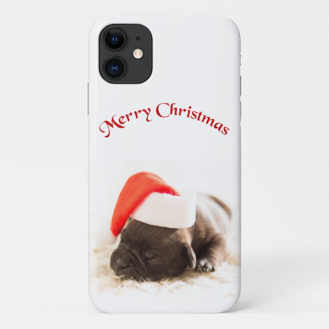 Capa Para iPhone 11 Pappy com chapéu de Natal (Verso)