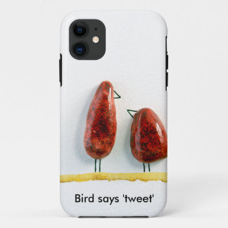 Capa Para iPhone 11 Pássaro diz 'tweet' pássaros do amor cerâmica verm