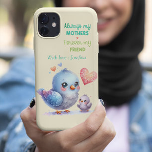 Capa Para iPhone 11 Pássaro Doce e Dia de as mães Amarelo Pastel Bebê