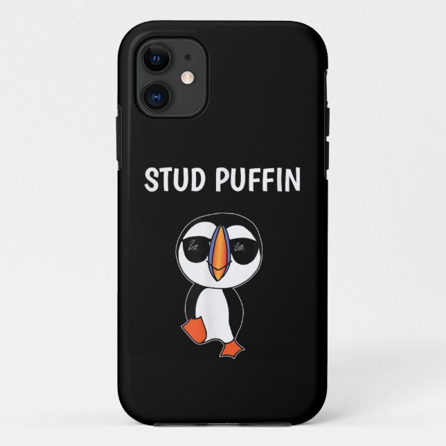 Capa Para iPhone 11 Pássaro Engraçado Puffin (Verso)