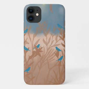 Capa Para iPhone 11 Pássaros azuis