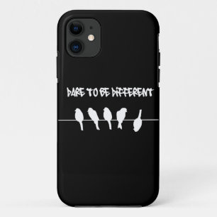 Capa Para iPhone 11 Pássaros em um fio - ouse ser diferente (o preto)