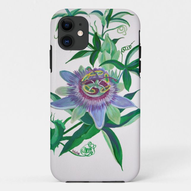Capa Para iPhone 11 Passion Flower Botanical Art (Verso)