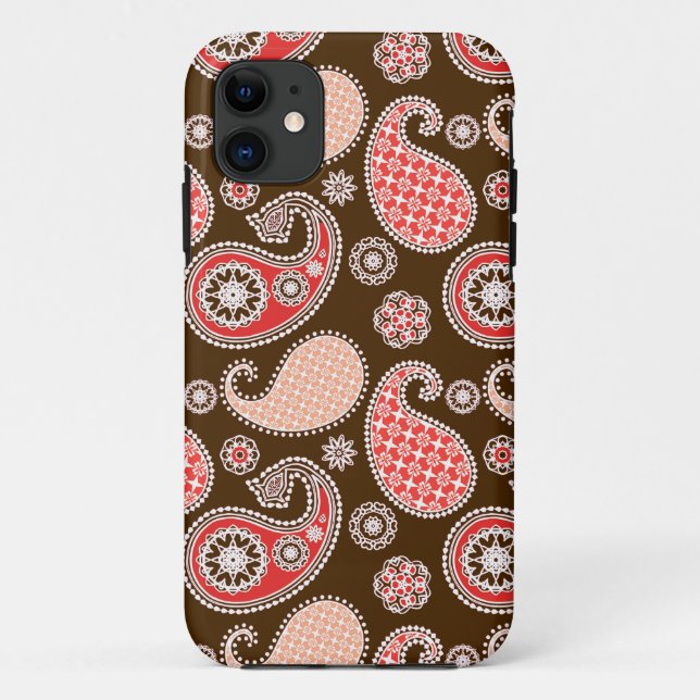 Capa Para iPhone 11 Pastas, coral e castanho de chocolate (Verso)